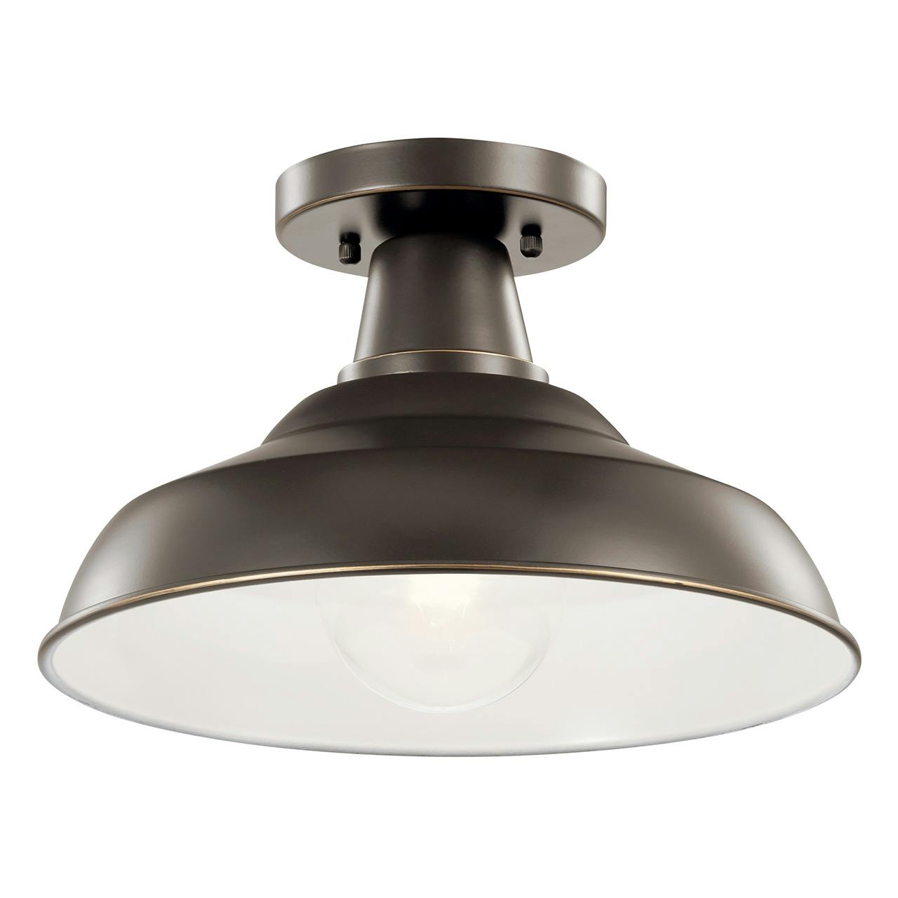 Pier 12" Convertible Pendant Olde Bronze shown as a semi-flush on a white background